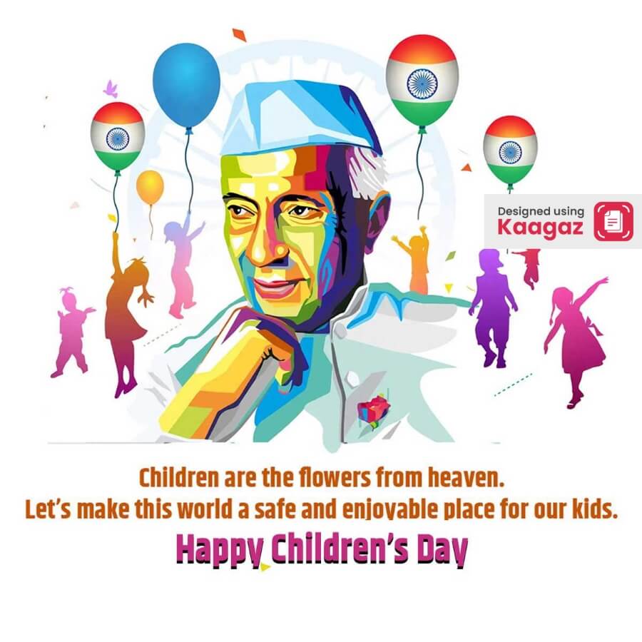 Children’s Day poster featuring the first Prime Minister, Jawaharlal Nehru. Fondly called 'Chacha Nehru'