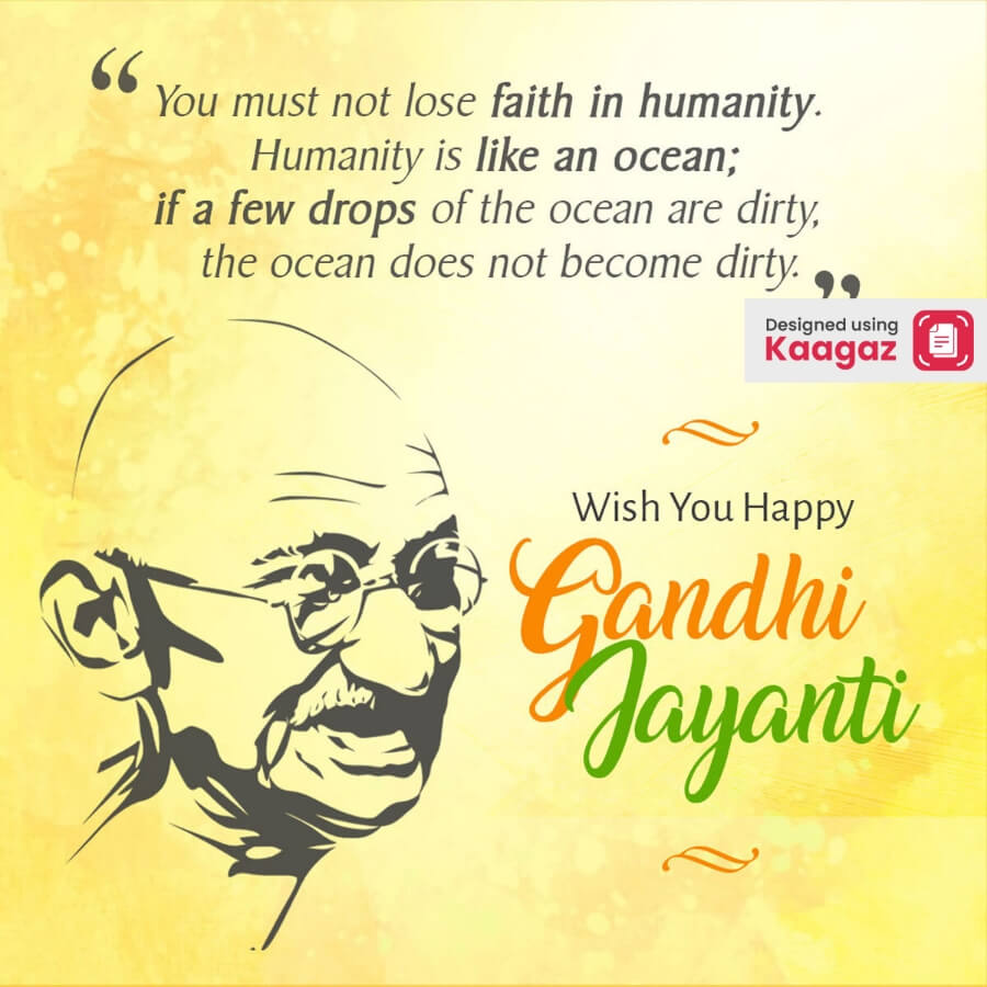 the poster shows the face of Gandhi Ji