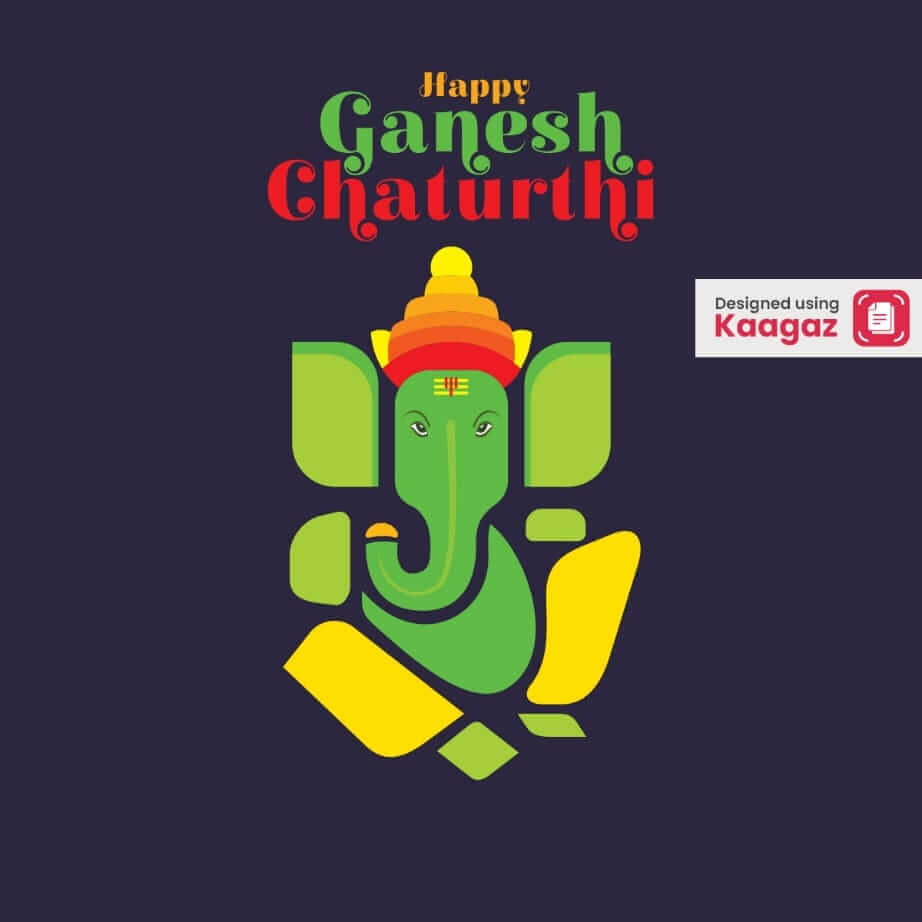 The image is a logo design for Ganesh Chaturthi, featuring the text 'Happy Ganesh'