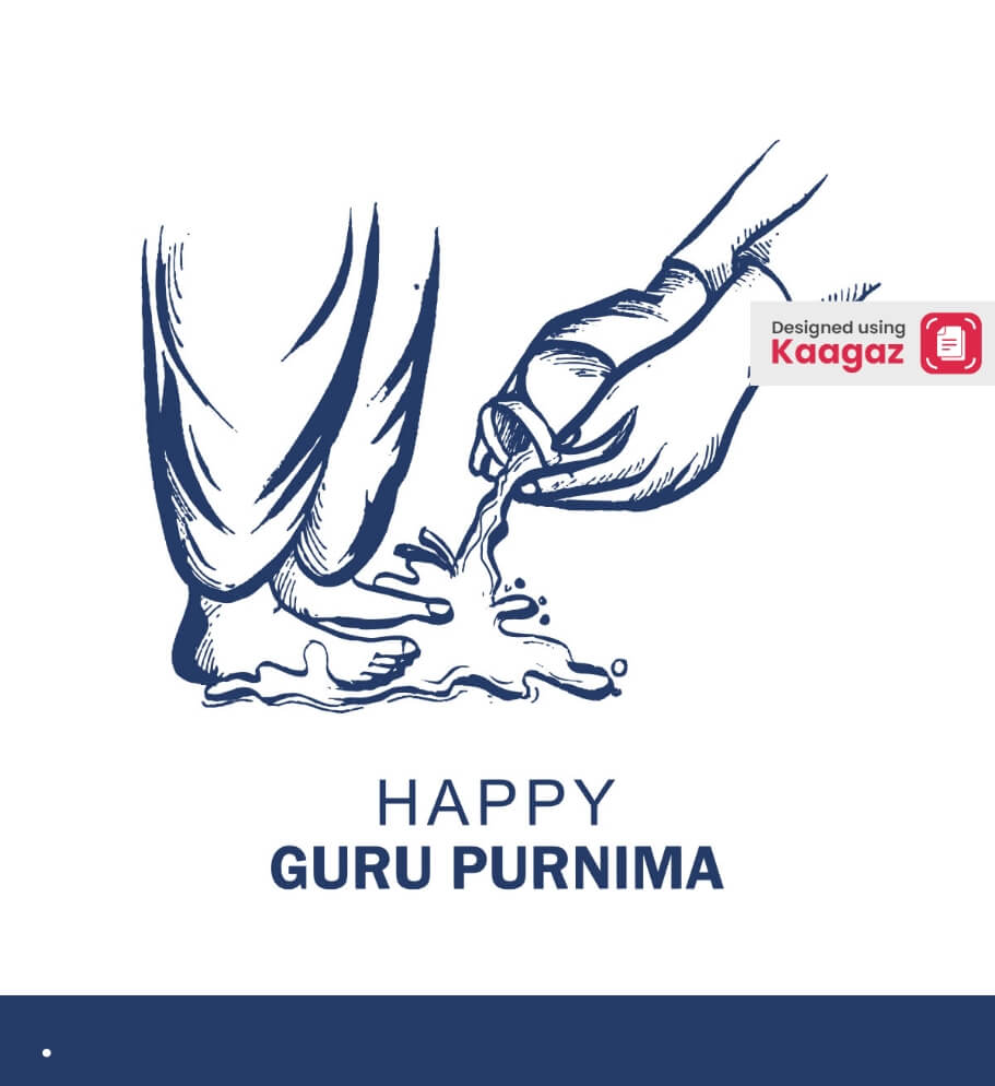 Student Washing Guru's Feet in Tribute on Guru Purnima - Blue and White Poster 